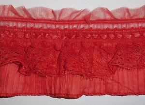 Elastic Organza Lace 8cm (15 m), Bright Red